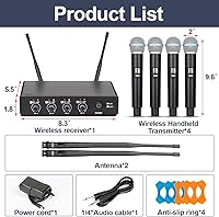Vista 8 de Depusheng R4 - Micrófonos inalámbricos para karaoke profesional, 4 canales, sistema de micrófono inalámbrico de mano, micrófono dinámico de metal