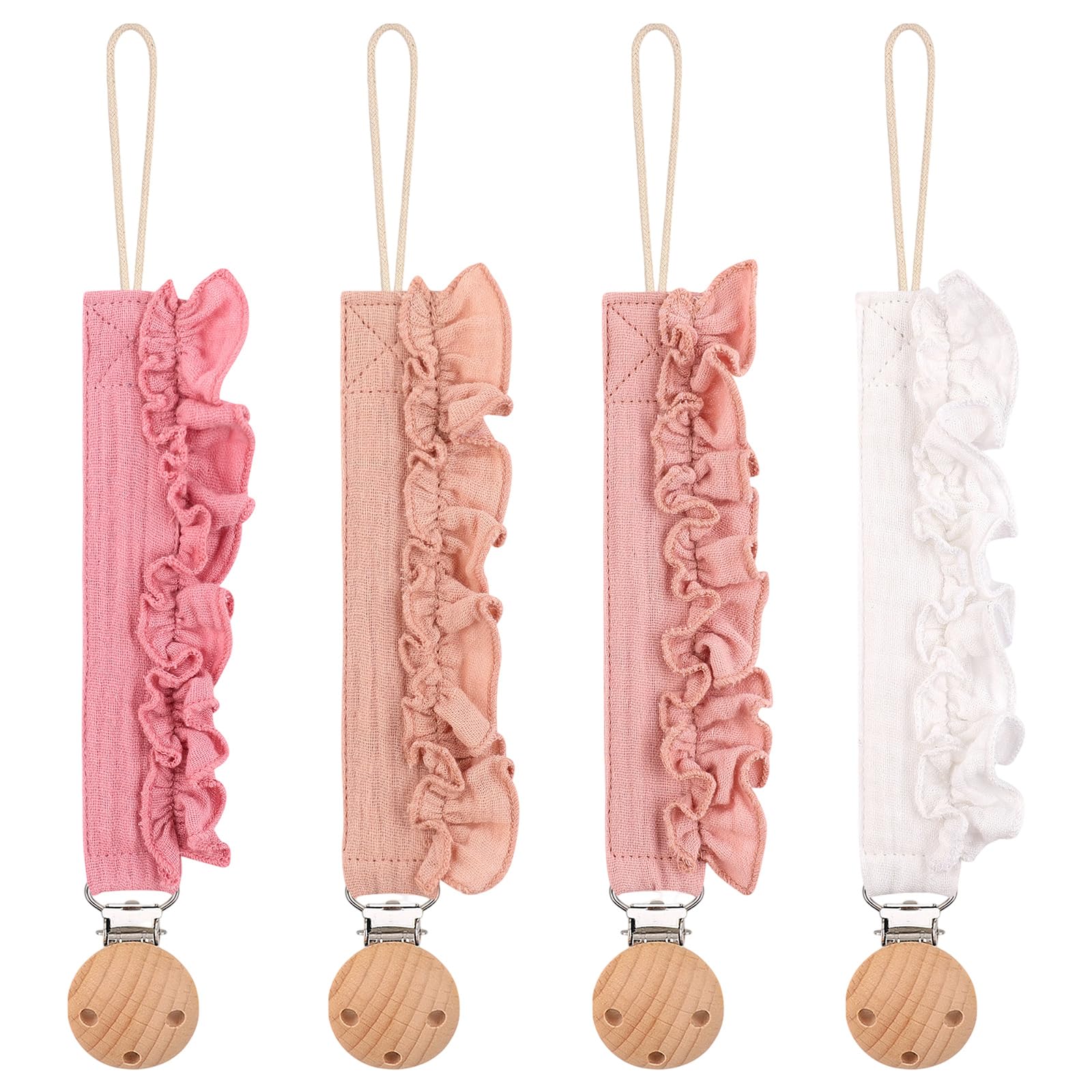 Set of 4pcs Infants Clip Chain Baby Soothing Toy Lanyard Nipple Holder Strap Loss Breathable Teething Clip Rope