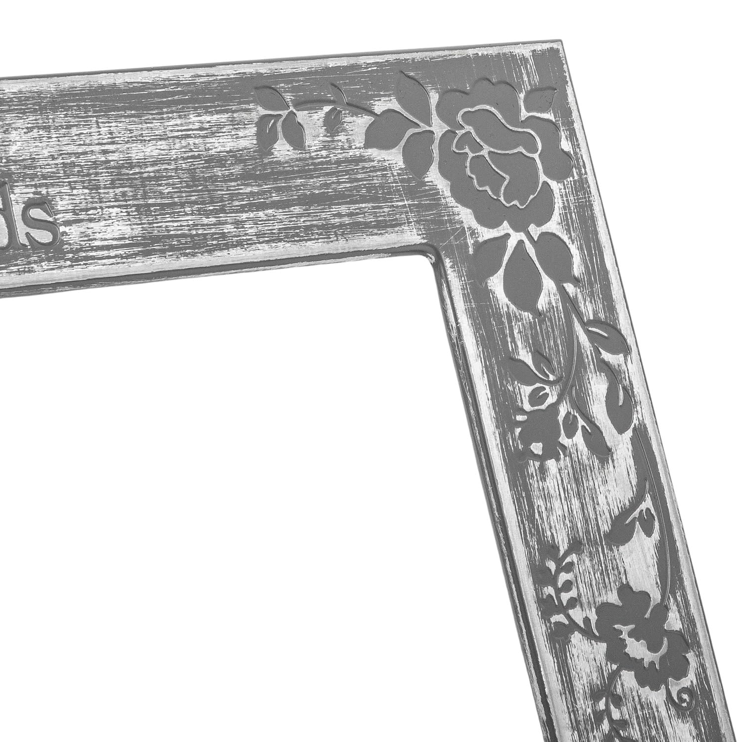 Happy Homewares Contemporary Galvanised Brushed Silver Grandkids Sentiment Picture Frame with Rose and Floral Decor - Image 4