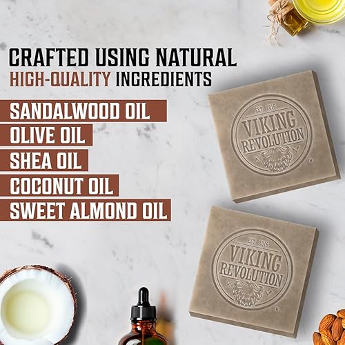 Miniatura 9 de Viking Revolution Jabón natural de bergamota para hombres, barra de jabón para hombre con aceites esenciales prensado en frío para hombres, jabón