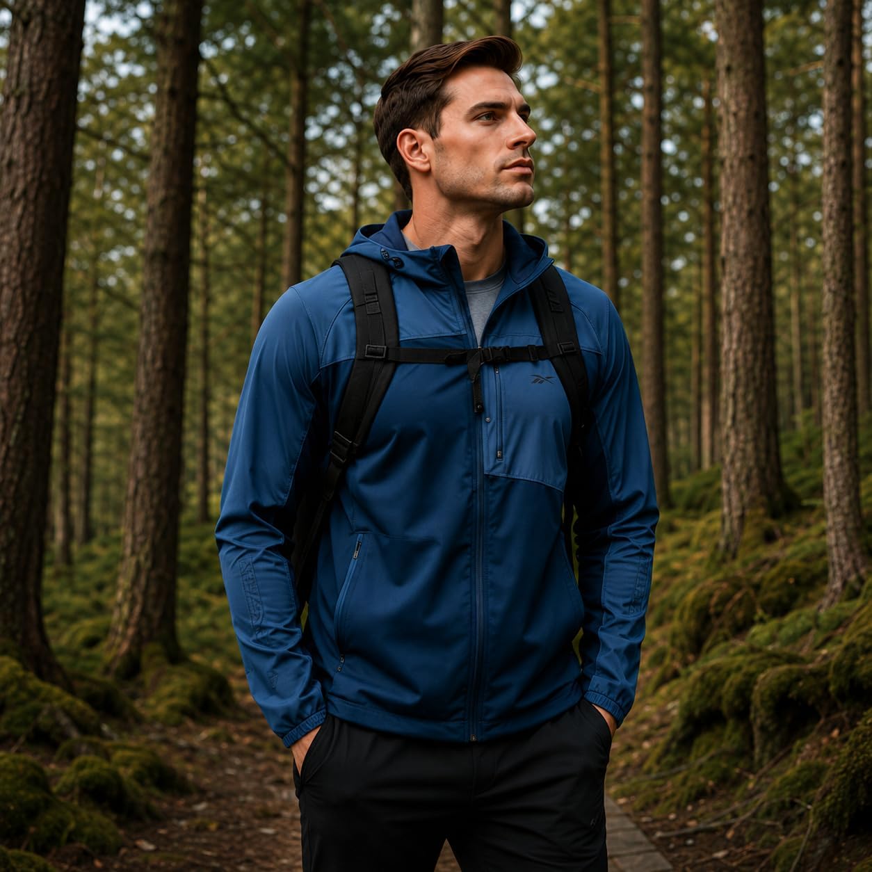 Reebok Mens Lightweight Fleece-Lined Softshell Jacket, Wind Resistant Hood