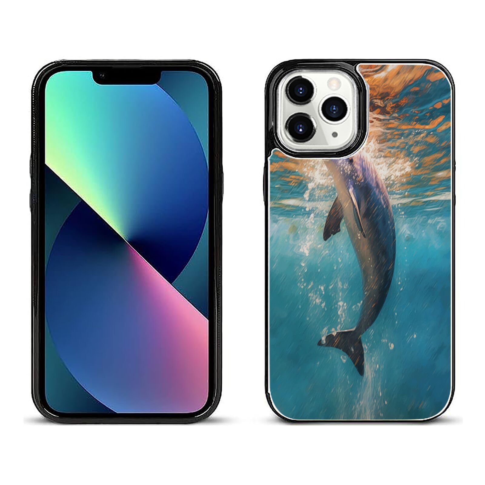 Wallet Case for iPhone 12 Pro Max with Dolphin-aa46 Design Magnetic Flip Cover with Card Slots and Kickstand - Ultimate Protection for Your Phone