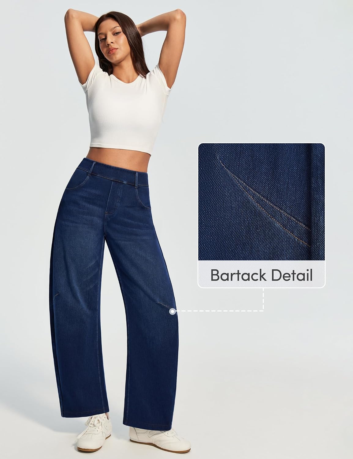 IUGA Stretchy Barrel Jeans Women High Waisted Pull On Denim Pants Trendy image 4
