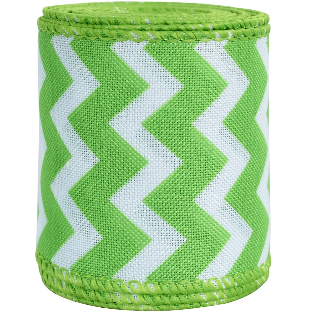 TONIFUL Juteband Mit Drahtrand – Grünes Punktemuster, 6,3 Cm Breit, 6,8 M Lang
