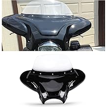 ECOTRIC Universal Motorcycle Cruiser Front Outer Fairing Batwing w/Clear Windshield 37" Wide x 24" Tall Bat Wing Transparent Black ABS Plastic Durable