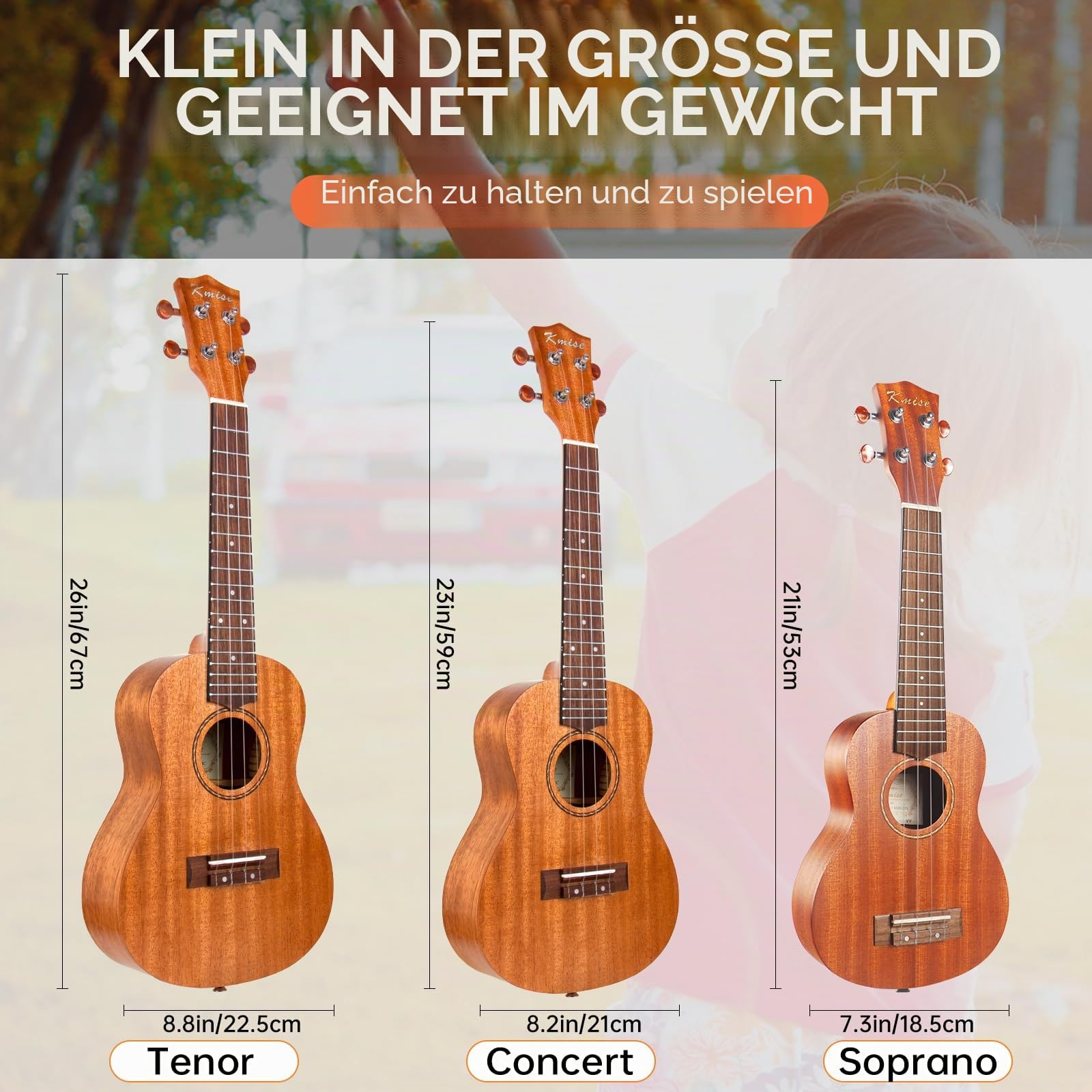 Kmise Professionelle Ukulele für erwachsene Anfänger, 21-Zoll Sopran Mahagoni Ukelele mit Kindern Ukele Bundle Starter Kit Gig Bag Fall, Riemen, Tuner, Nylon Strings, Buch, Uke Geschenk Wahl