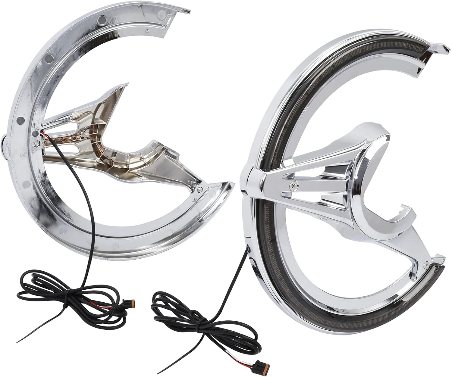 Green-L Front Brake Rotor Covers with LED Ring of Amber Light Fit for Honda Goldwing GL1800 2018-2025 Motorcycle (w/Clear Lens)