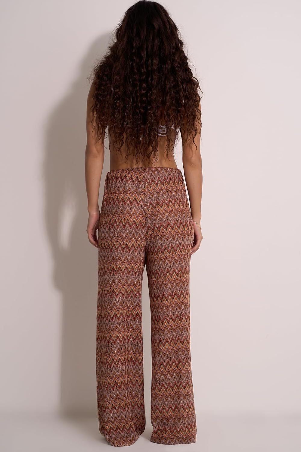 Gottex Beach Life High-Waist Wide Leg Pants - Zig Zag Crochet Design, Elastic Waistband & Pairs with Desert Mirage Tops