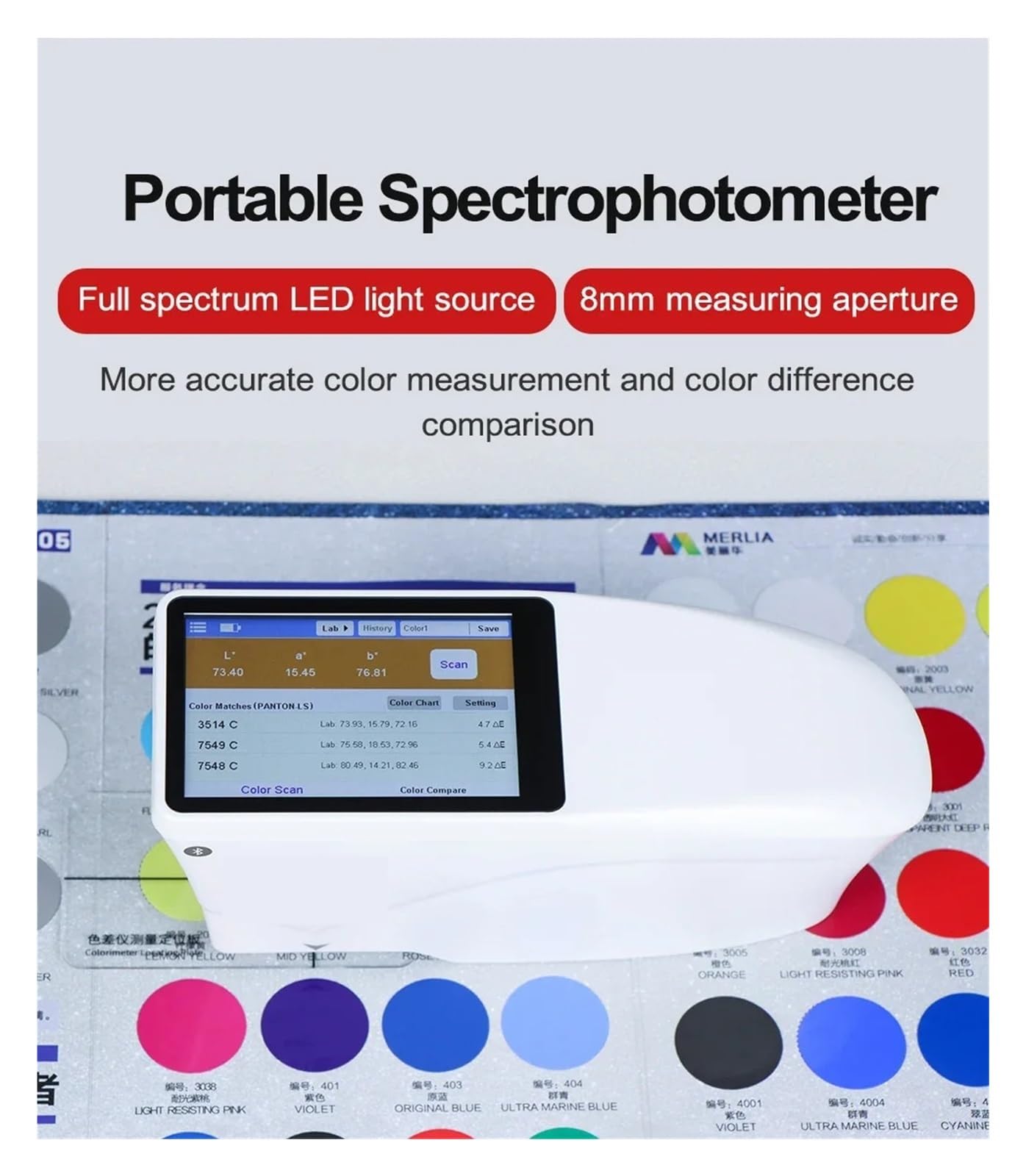 Colorímetros LS176 D/8° Espectrofotómetros de alta precisión blancura y amarillez Curvas reflectancia espectral Software APP para comprobar el color