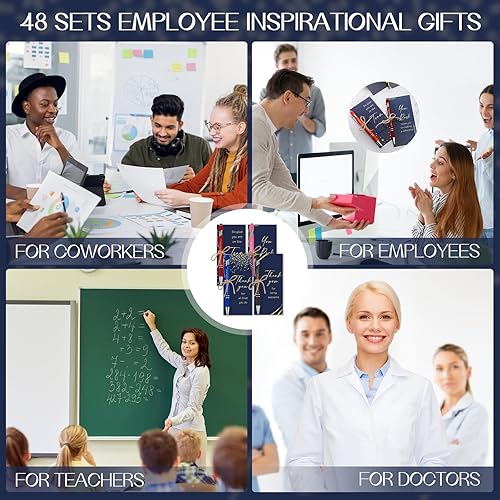 Vista 17 de Qilery Juego de 24 bolígrafos de agradecimiento a los empleados, regalos de tinta negra, bolígrafo inspirador de metal con punta de lápiz