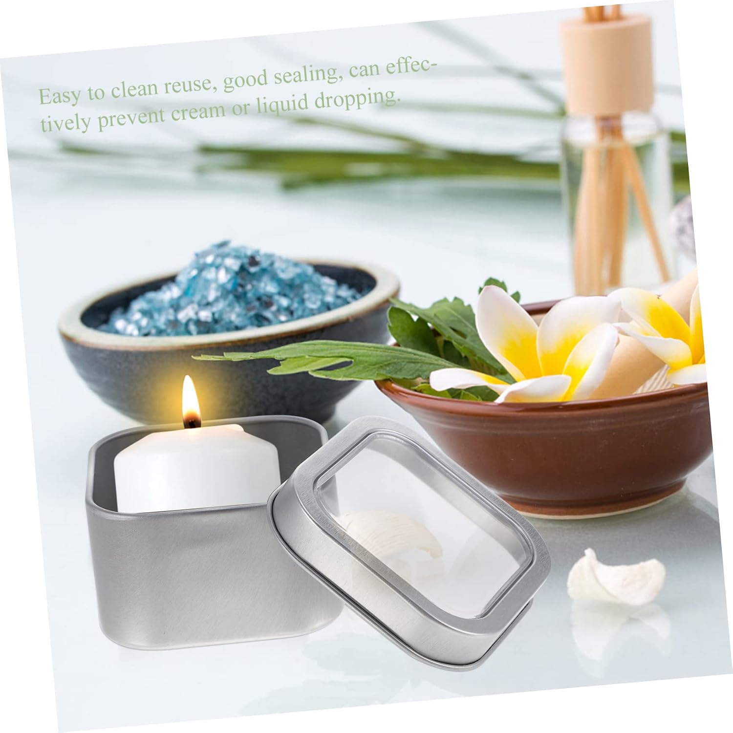 ARTIBETTER 15pcs Square Metal Tins with Window Lids 4-Ounce Storage Containers for Candle Making for Aromatherapy and Packaging