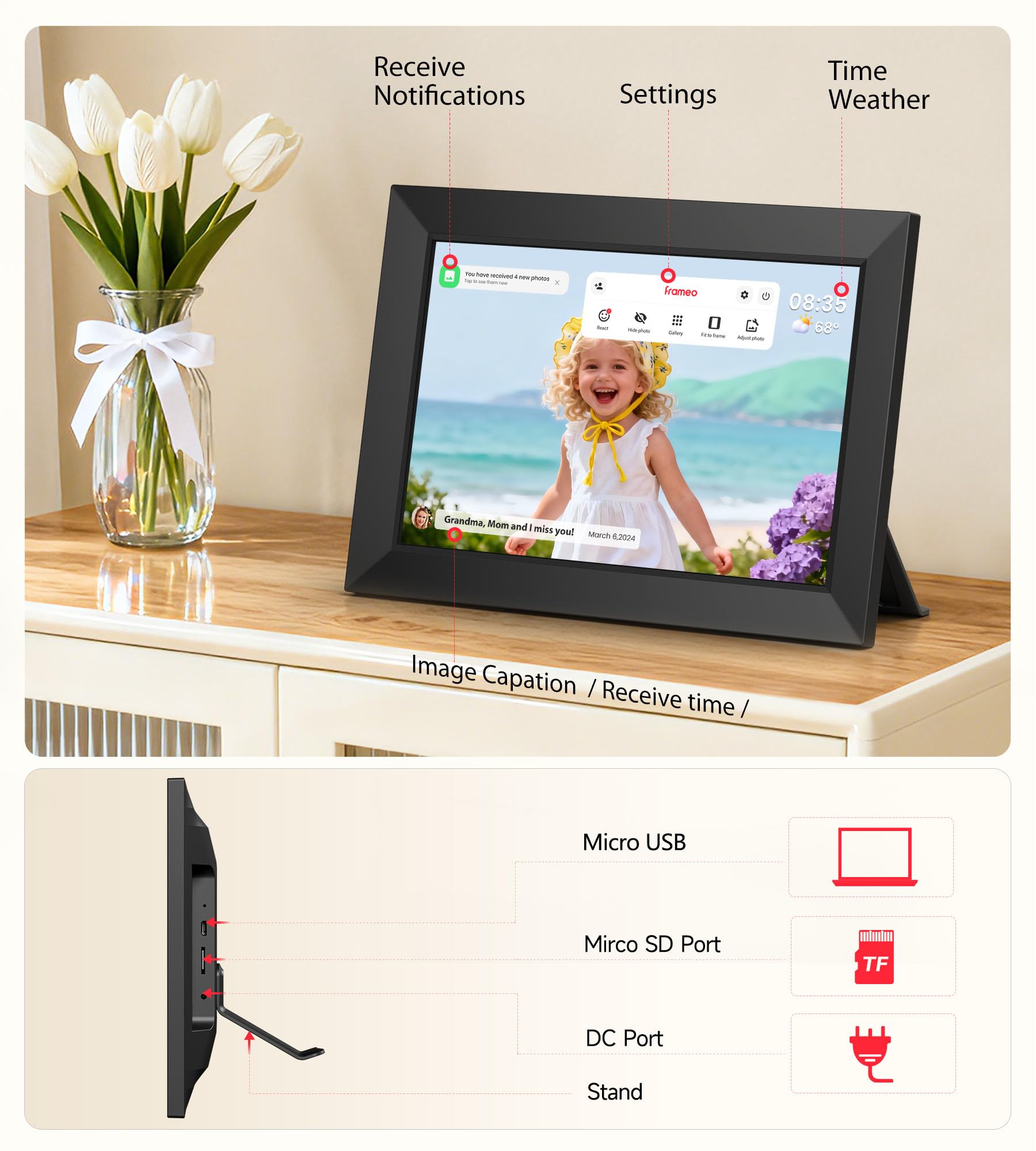 Frameo WiFi Digital Photo Frames, 4-Pack