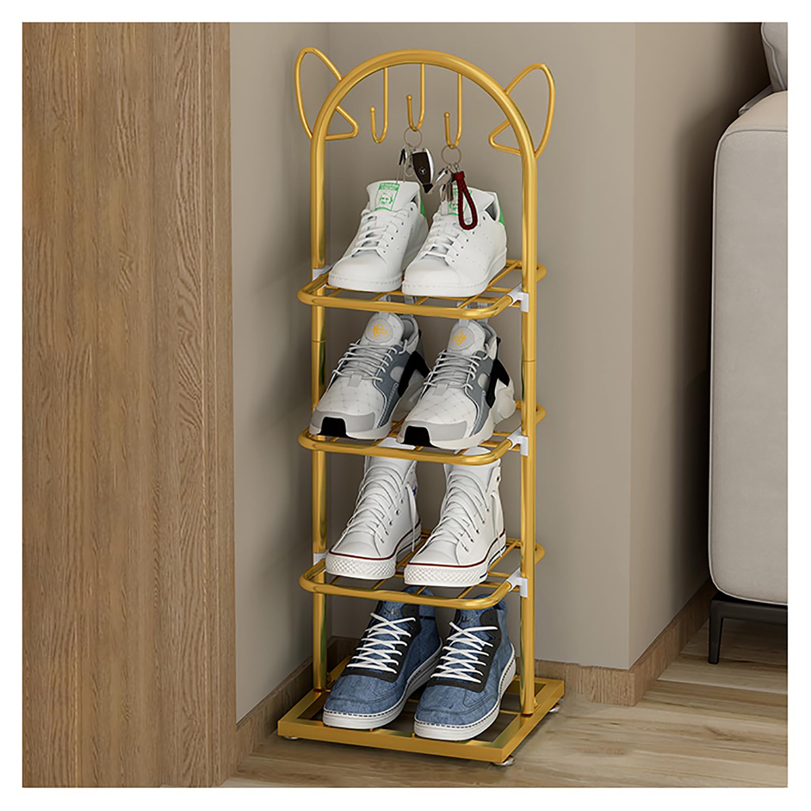 Étagère à chaussures étroite pour couloir encombré : la solution fine