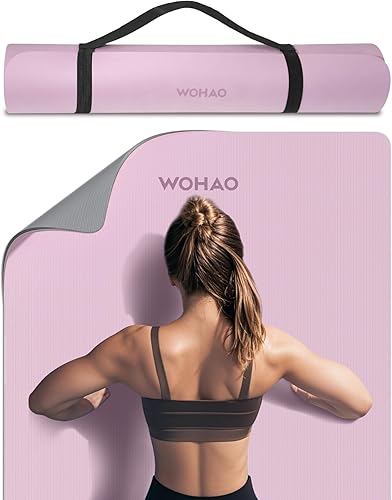 Miniatura 17 de Tapete de yoga extra grueso de 0.315 pulgadas, 72 x 28 pulgadas, tapete de ejercicio antideslizante, reversible de 2 lados de doble color, material