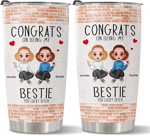 Bff Gifts Ideas, Congrats On Being My Bestie You Lucky Bich Funny, vaso personalizado, regalos para mejor hermana, taza de viaje de acero inoxidable
