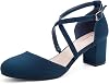 Greatonu Womens Court Shoes Mid Heel Chunky Dress Sandals Ladies Ankle Strap Wedding Party Pumps