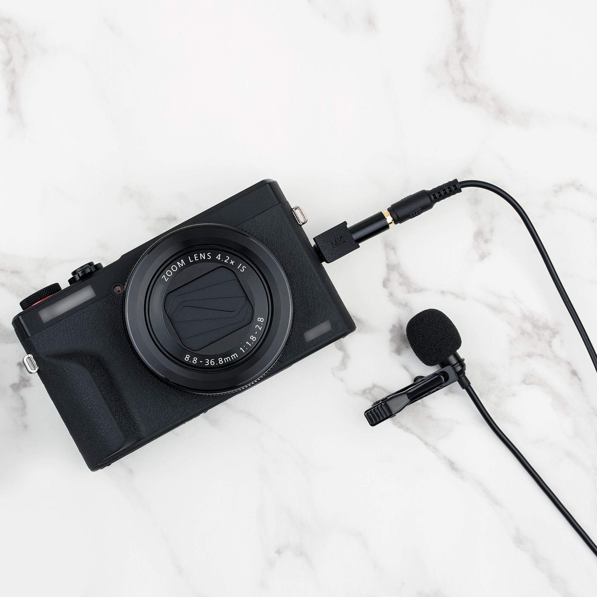 Kiwifotos Microfono lavalier omnidirezionale, microfono lavalier a condensatore TRS TRRS da 3,5 mm per videocamera Videocamere PC Smartphone Videocamere ZOOM Handy Recorders (2 m / 6,6 ')