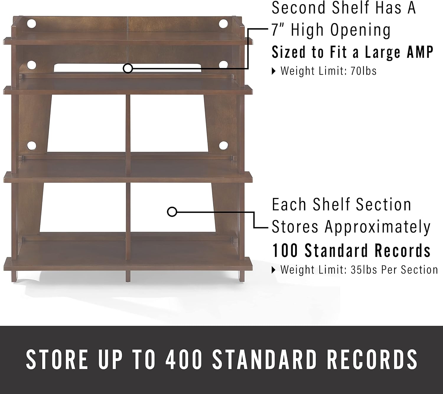 Crosley Furniture Soho Media Console, Record Player Stand with Vinyl Storage, Modern Home Organizer, Mahogany