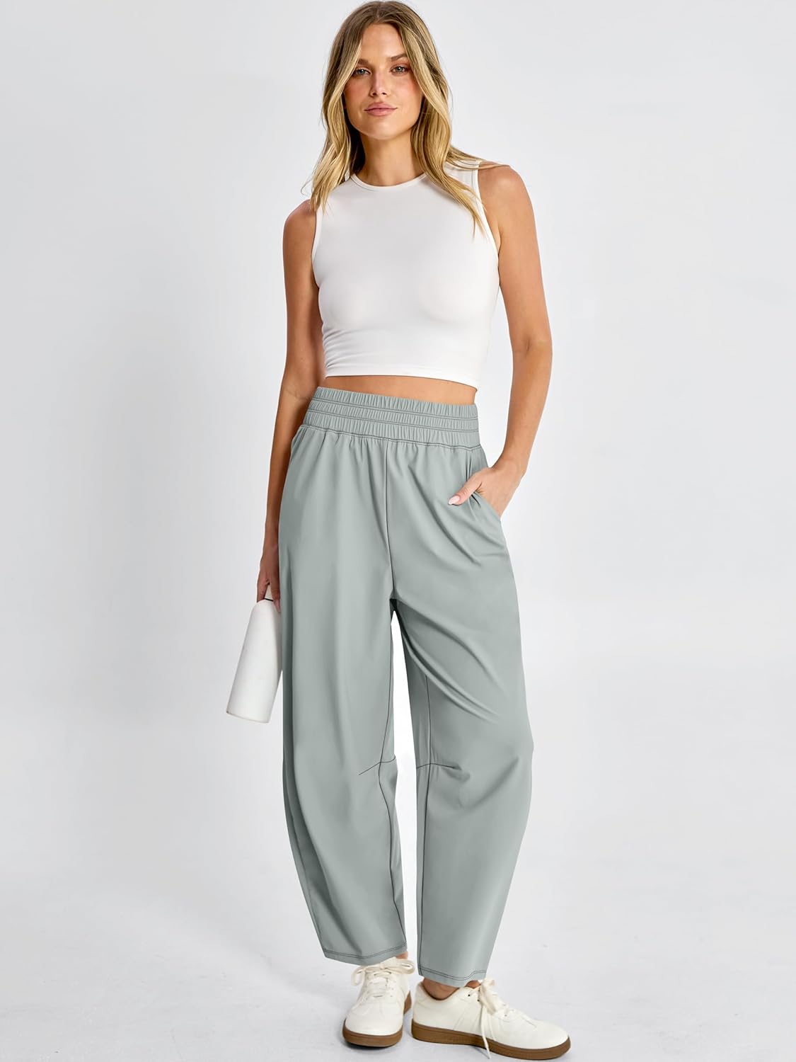 Caracilia Womens Barrel Wide Leg Hiking Pants High Waisted Baggy Summer Quick Dry Athletic Trousers with Pockets 2026 - Image 6