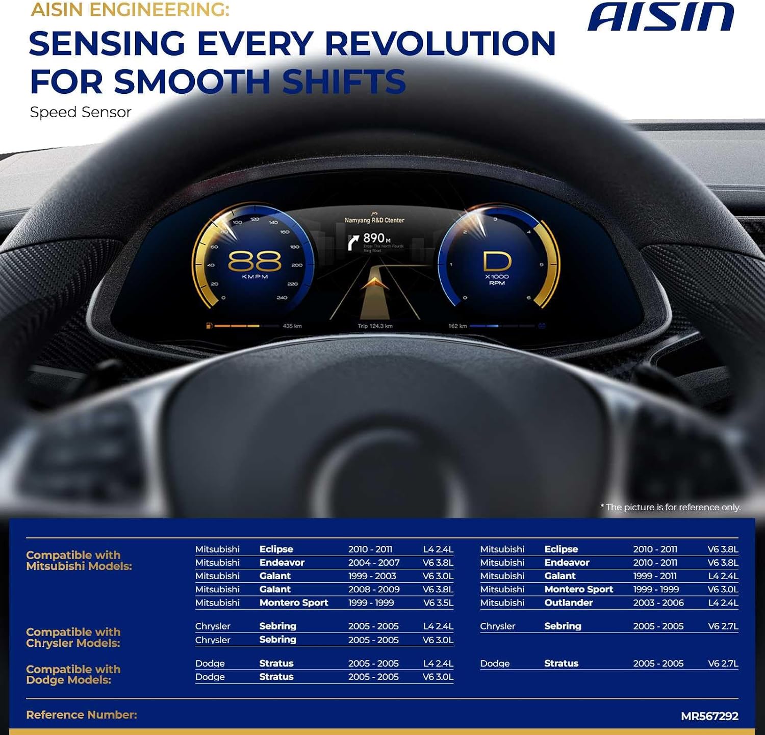 AISIN AFTERMARKET ASWAZ-00174 Transmission Speed Sensor - Compatible with Mitsubishi Outlander 2003-2006, Eclipse 2010-2011, Galant 99-11, Chrysler Sebring Dodge Stratus 2005
