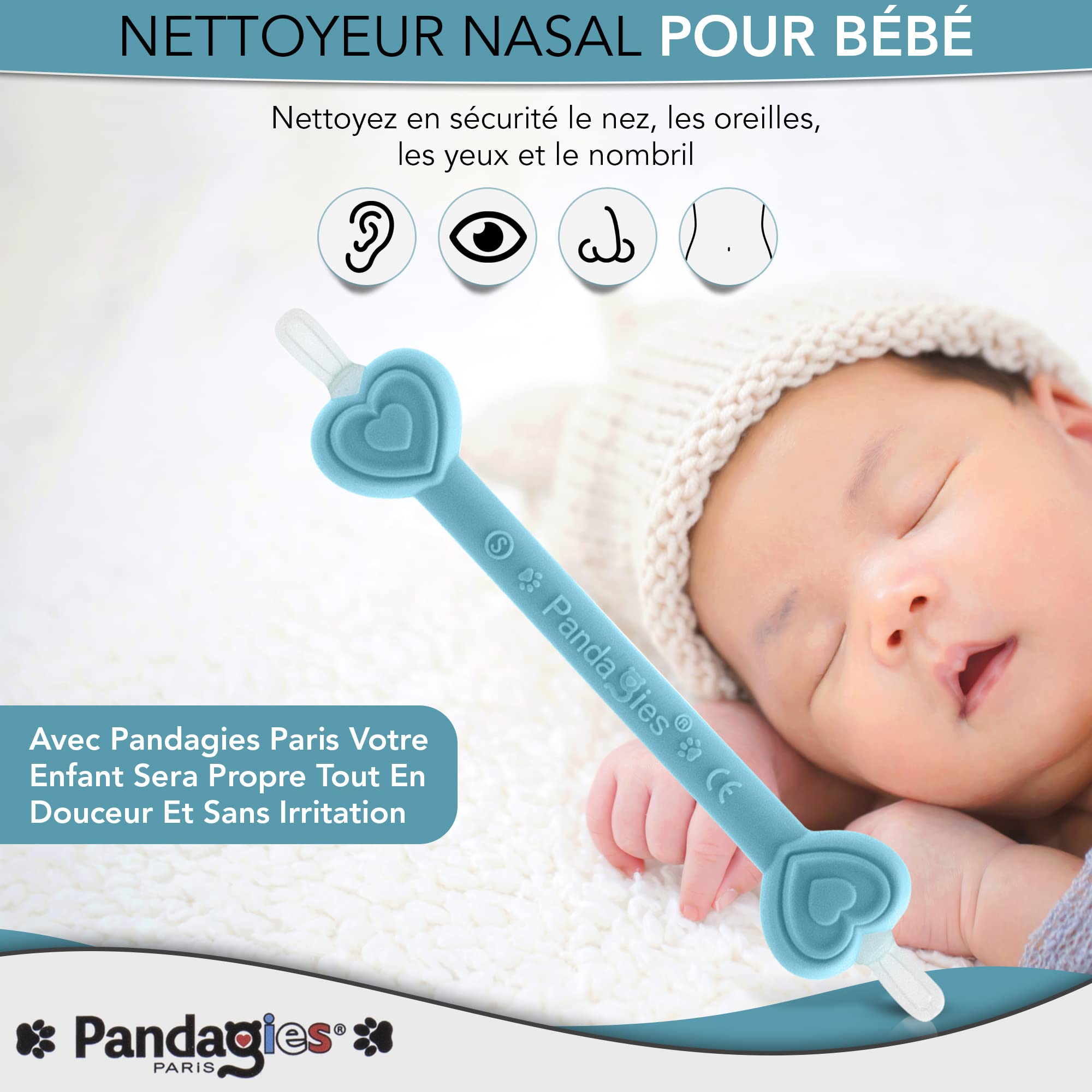 Nettoyeur Nasale Cure Nez et Oreilles Bébé – Compatible Mouche bébé Aspirateur Nasal Nourrisson – Mouche Nez – Sérum Physiologique – Pince de Nettoyage du Nez – Déboucheurs Oreilles – Seringue Nasale.