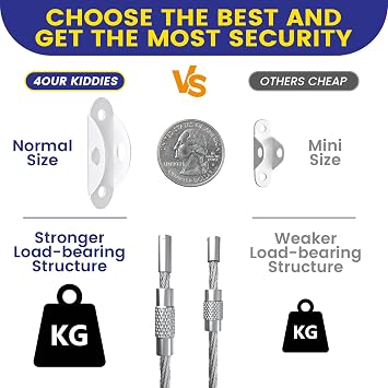 Furniture Straps (10 Pack) Baby Proofing Furniture Wall Anchor, Anti Tip Wall Anchor Secure Cabinet, Wardrobe to Wall Protect Toddler and Pet from Falling Furniture, Adjustable Child Safety Straps
