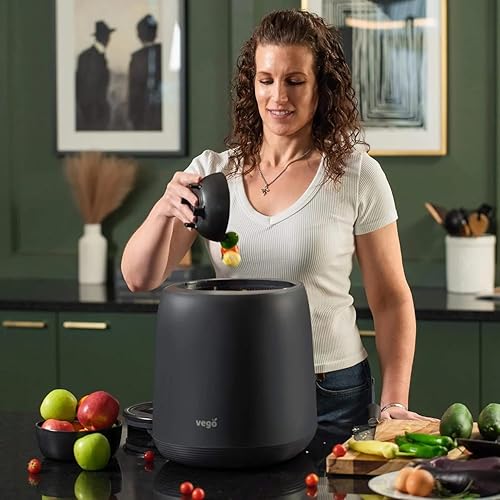 Miniatura 9 de Vego Compostador de Cocina, Compostador Eléctrico de Encimera de 4L, 5 Modos, Contenedor de Compost Inteligente Basado en Peso con App, Sin Olor,