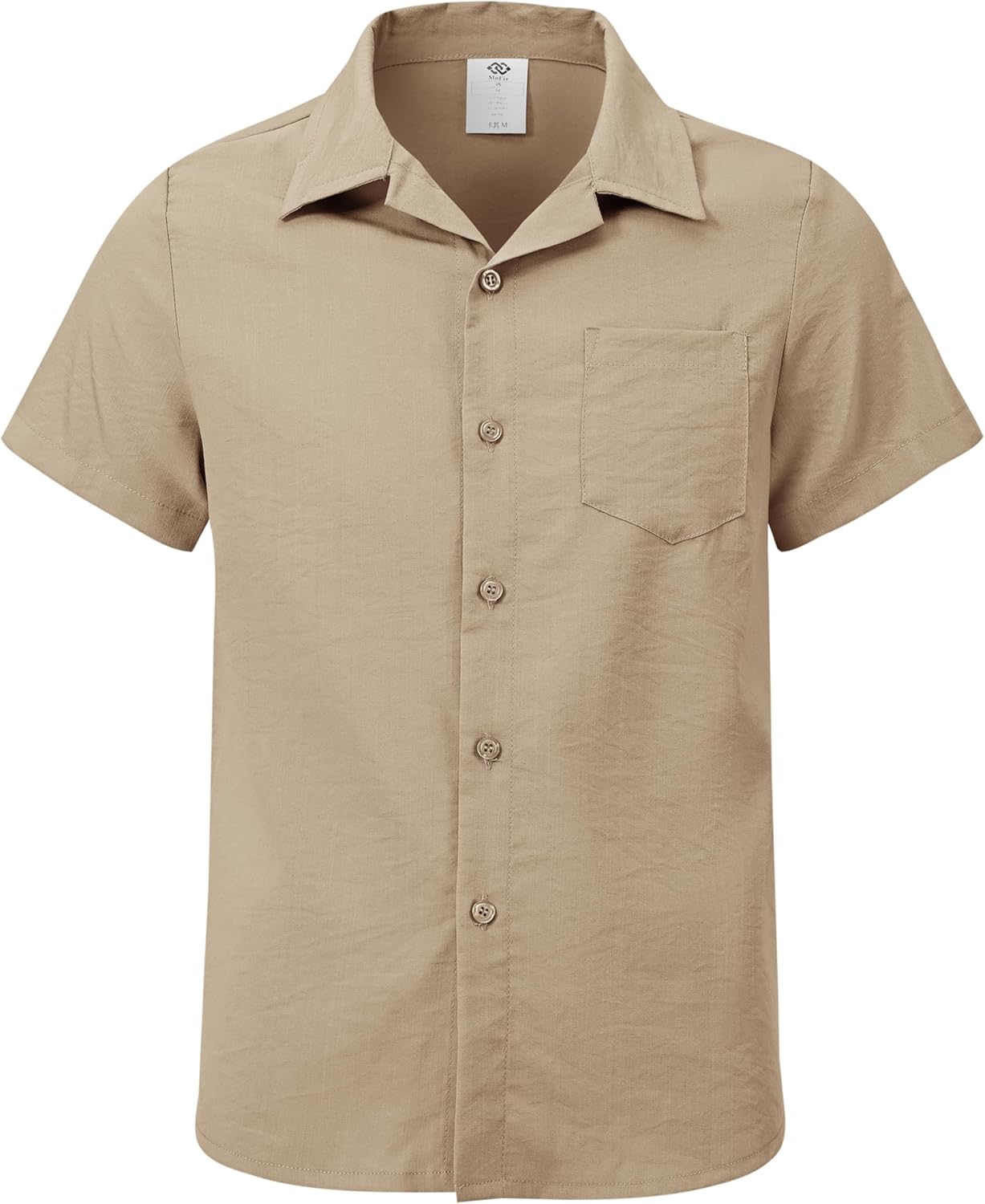 MoFiz Boy's Short 2 Pieces Set Casual Beach Outfits Button Down Shirts Shorts Vacation Texture Sets Kids 6-16 Years - Image 4