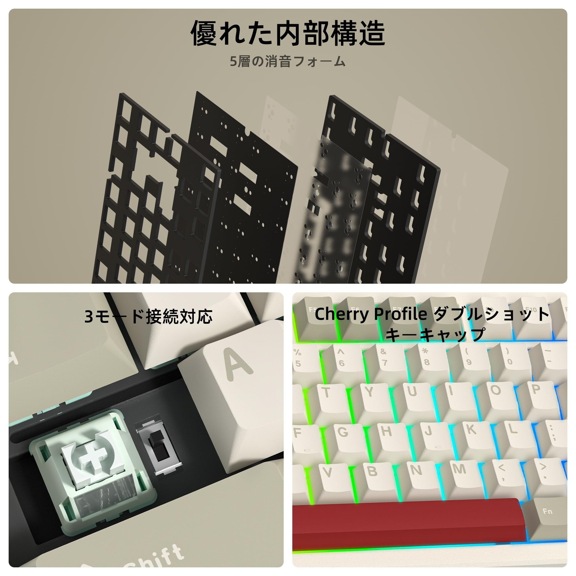 Amazon | 75%キーボード Womier SK75 メカニカルキーボード 4000mAh大