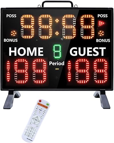LUCKY TIME Electronic Basketball Scoreboard with Buzzer, Digital Scoreboard with Remote,Portable Score Keeper Battery Powered Score Board for Sports