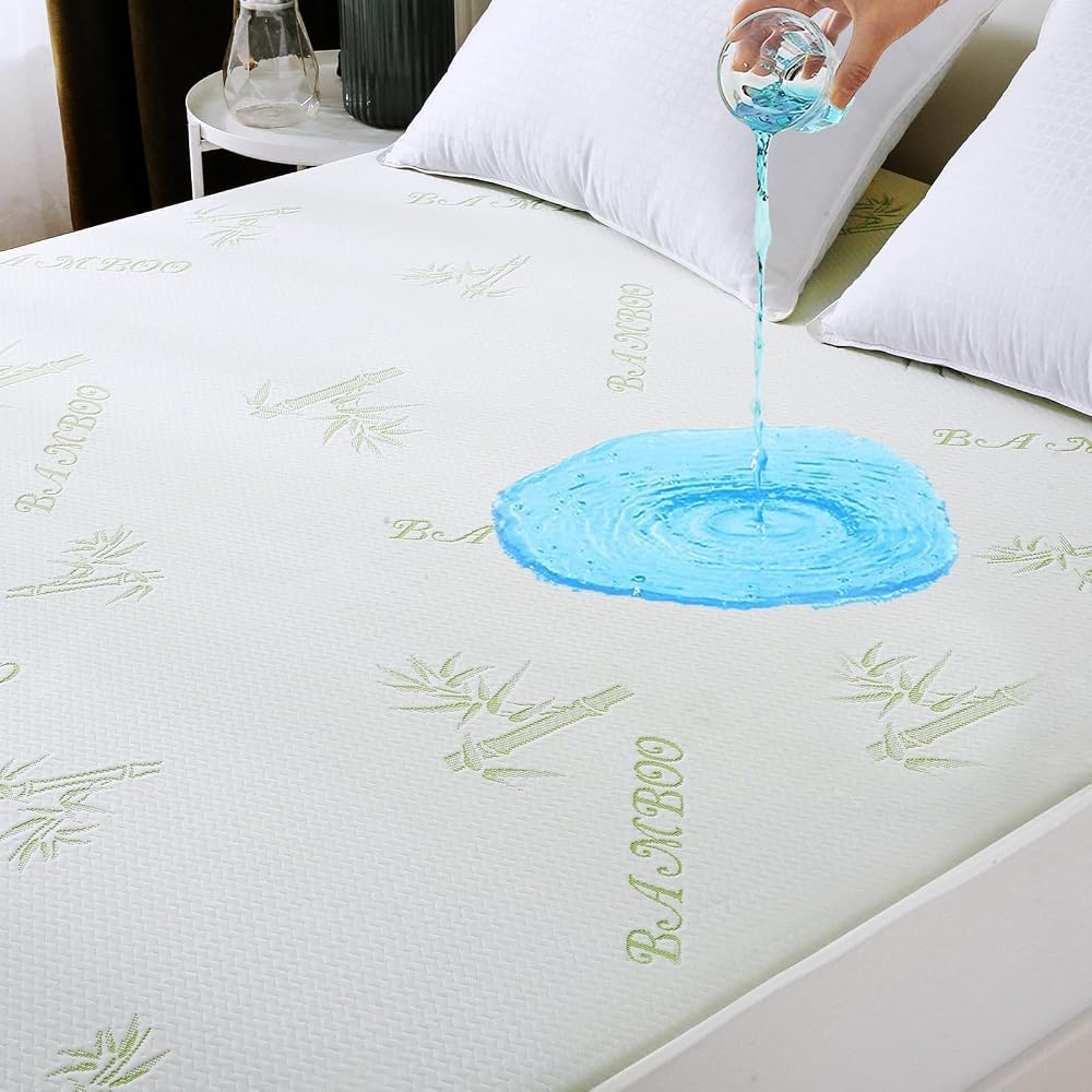 Amazon product image of Premium 100% Waterproof King Mattress Protector, Breathable Mattress Cover King Size Bed, 3D Air Fabric Cooling Bed Pad Cover, Deep Pocket 8"-21"