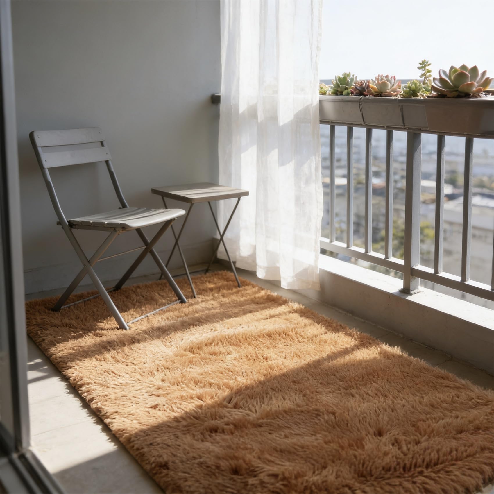 Tapis de salon marron 147x210 cm moelleux et moderne pour grand confort