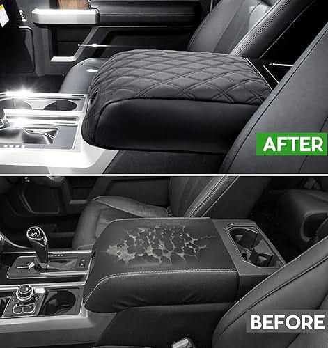 Miniatura 38 de Funda de consola central para Ford F150 F250 F350 F450 F550 2015-2025 con asiento de salto 40/20/40, cubierta de consola central de piel sintética