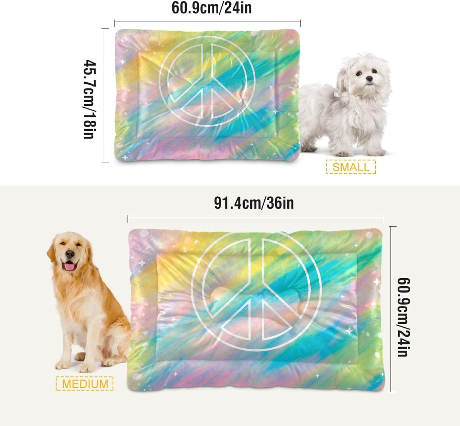 review Peace-Print Warm Dog Bed Mat, Dog Crate Pad for Medium Dogs, Machine Washable Portable and Soft Pet Bed Mat, Anti-Slip 36 x 24 inch