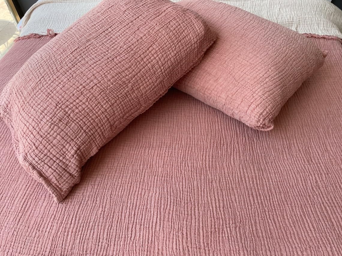 SUSSEXHOME Soft 100% Turkish Cotton Muslin Bed Shams, Brick, 20 x 30 inches, Standard Size 2 Pieces Shams