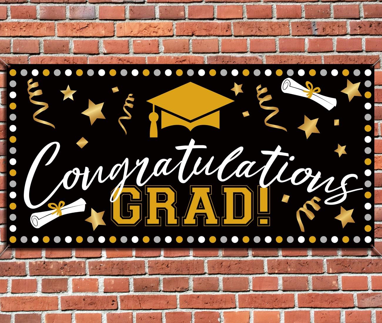 Graduation Banner Photo Booth Decorations 2023 - Grad Congrats Backdrop Wall Party Decor Supplies