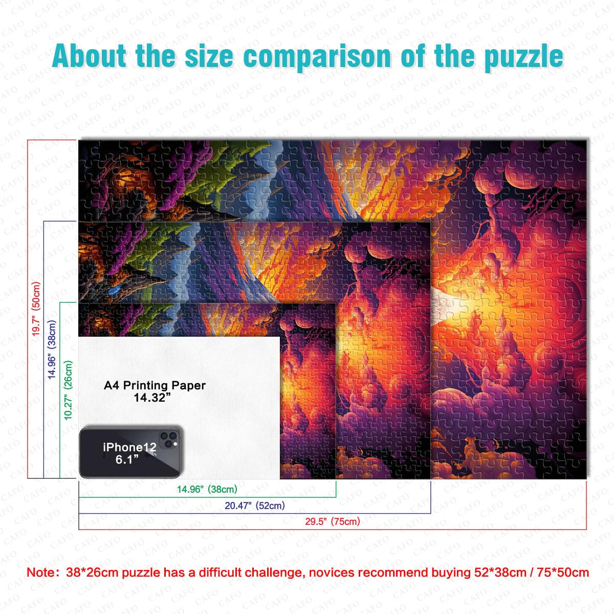 Puzzle da 2000 pezzi per adulti vulcano rompicapo Puzzle con pezzi completamente ad incastro a forma casuale 70 x 100 cm per adolescenti dai 14 anni in su