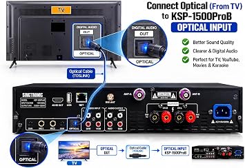 Singtronic KSP-1500ProB Professional 4 in 1 Digital 2500W Karaoke Amplifier W/Unlimited YouTube Songs by iPhone & Tablets