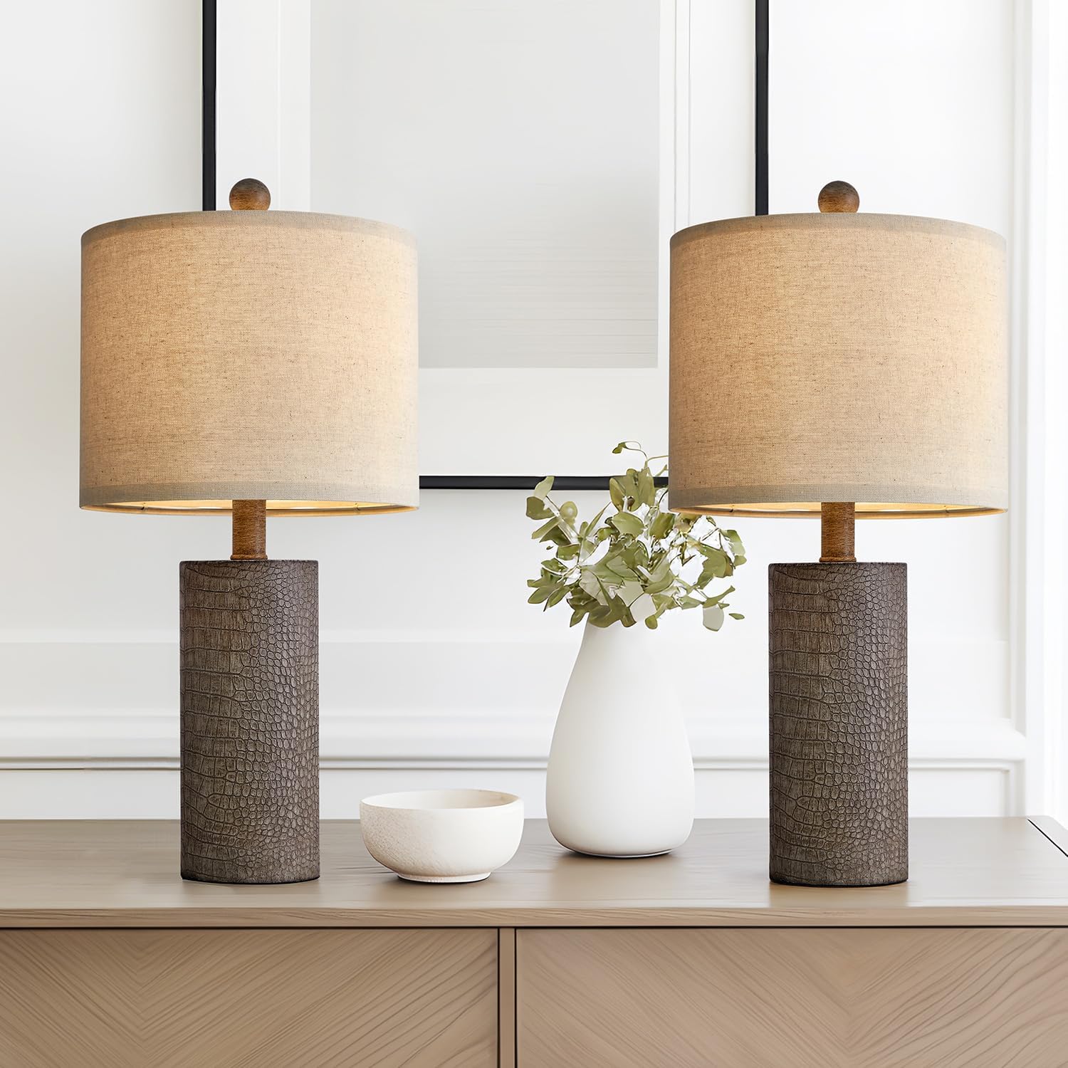 G-SAFAVA 20.5" Farmhouse Lamp Small Table Lamps Set of 2 Resin Table ...