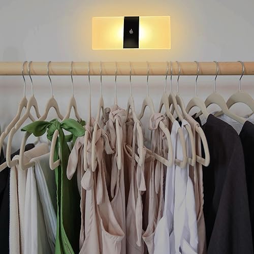 Miniatura 9 de FelRelWel Apliques de pared con control de sensor, 2 lámparas de pared LED acrílicas para sala de estar, pasillo, patio, jardín, batería USB