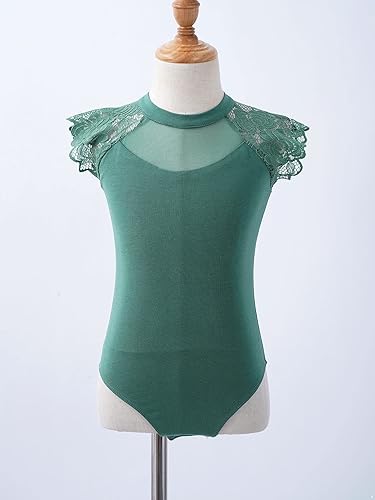 Miniatura 3 de JEATHA Leotardos de ballet para niñas tops de baile de bailarina encaje floral con botones entrepierna