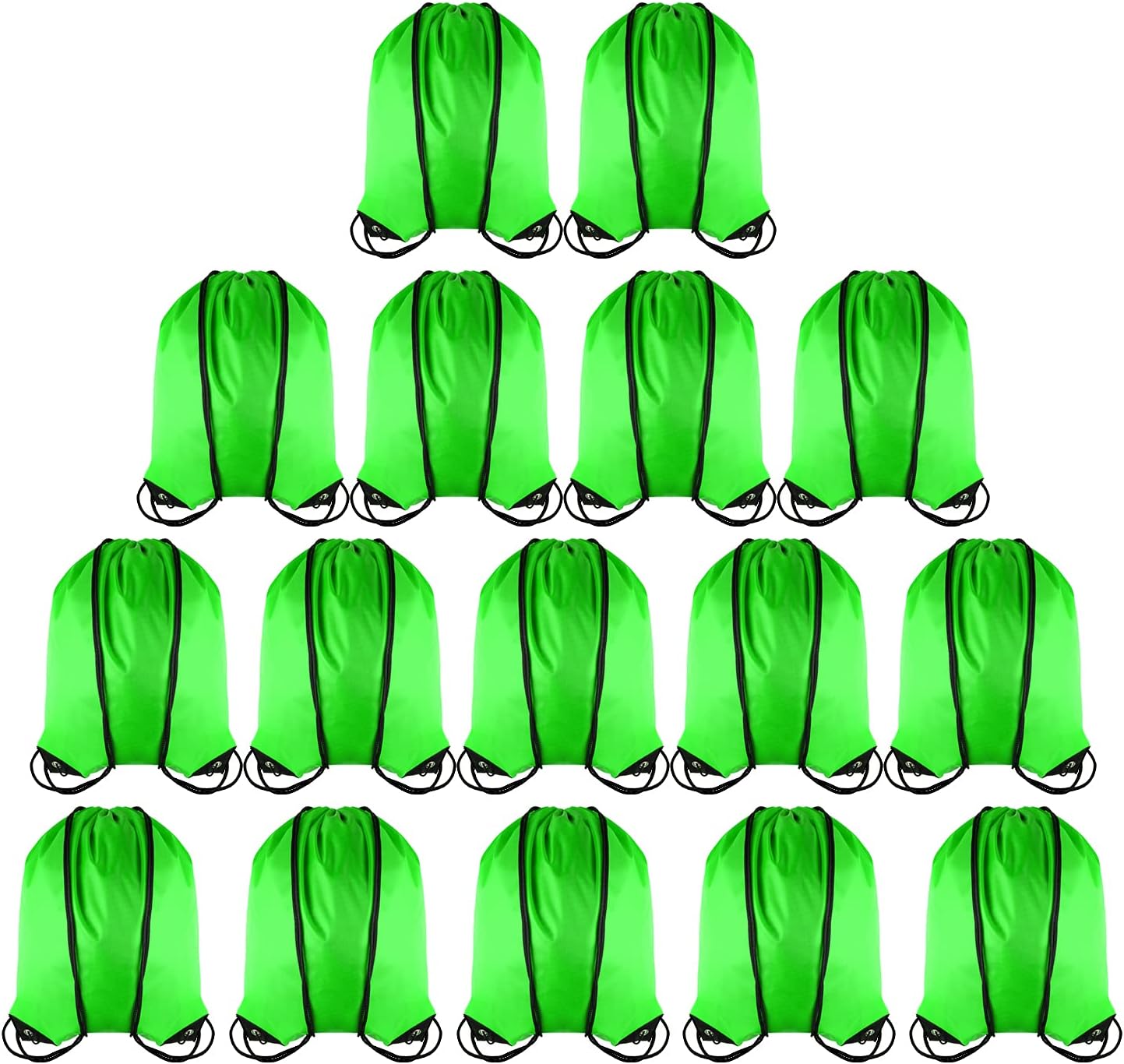 GoodtoU Drawstring Backpack Bags String Sack - Drawstring Gym Bag Cinch Backpacks in Bulk Green 16 Pcs