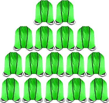 GoodtoU Drawstring Backpack Bags String Sack - Drawstring Gym Bag Cinch Backpacks in Bulk Green 16 Pcs