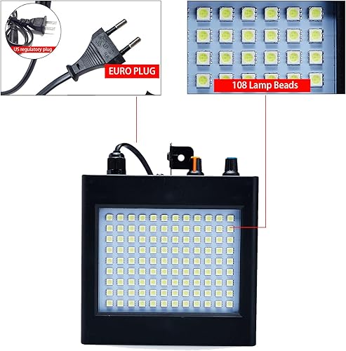 Miniatura 14 de Luces estroboscópicas LED de escenario, 108 LED súper brillantes, iluminación estroboscópica con control de sonido, funcionamiento automático, Luces