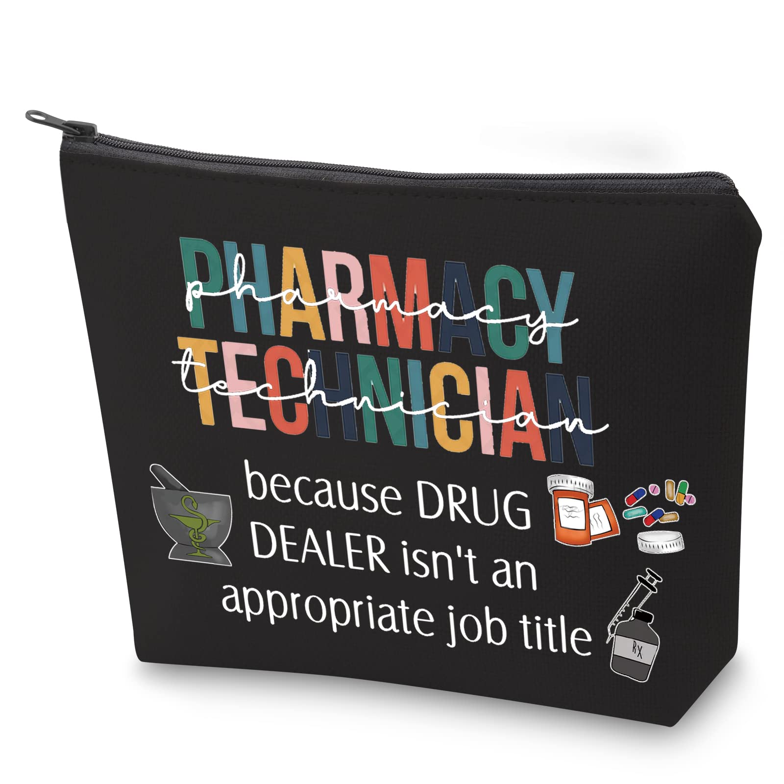 ZJXHPO Pharmacy Tech Survival Kit RX Toiletry Bag Pharmacy Technician Makeup Bag With Zipper Pharmacy Tech Appreciation Gift, BL Pharmacy Tech, No