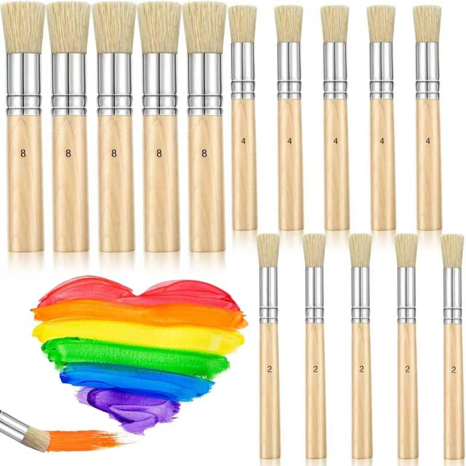 Pinceaux pour peinture acrylique avec manche en bois ergonomique x15