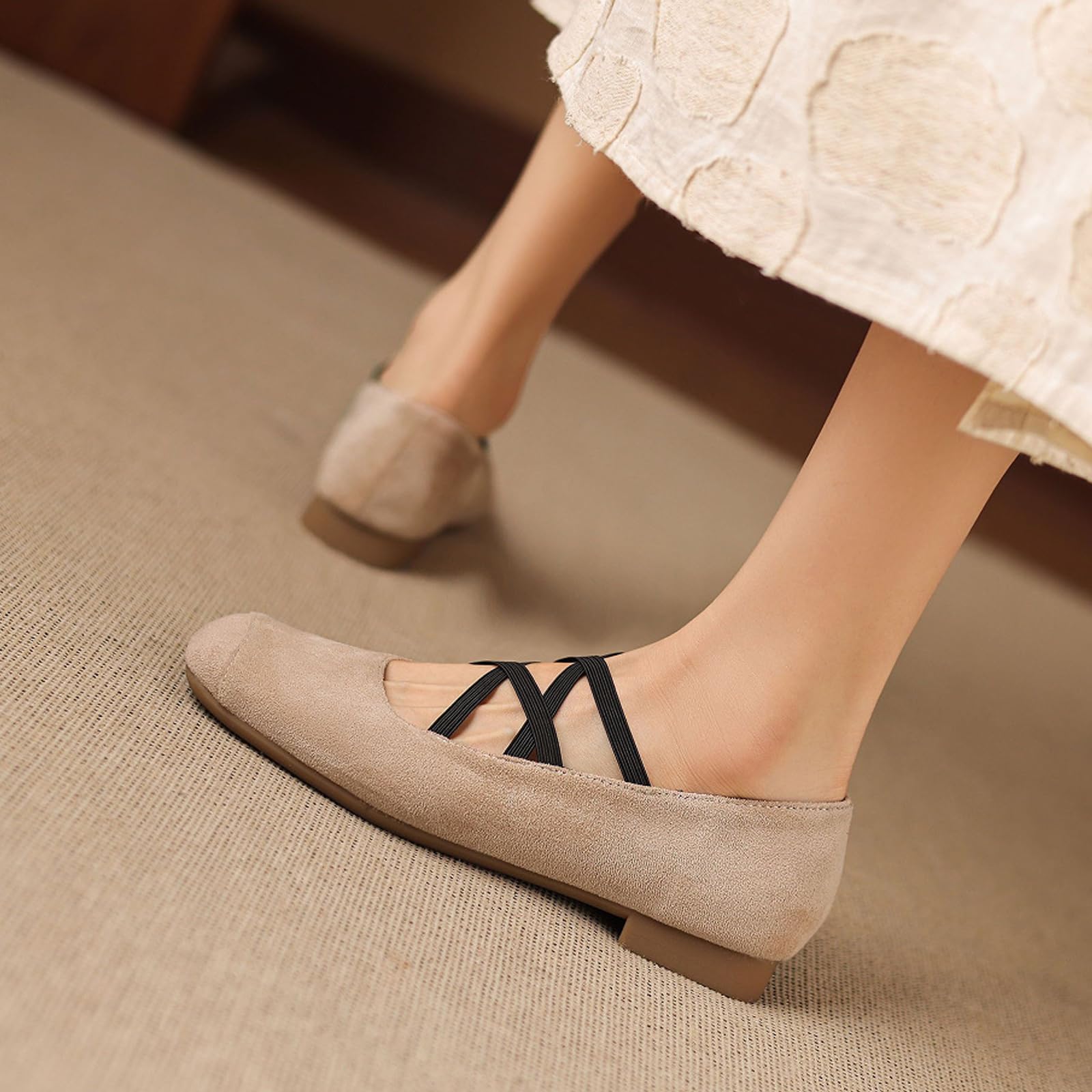Scarpe Business Casual Donna Ballerine Camoscio Mary Jane Punta Tonda | Perfetto Per Scuola Pendolarismo E Viaggi Leggeri, Supporto Anti-Fatica Per Stare in Piedi, Stile Classico Versatile