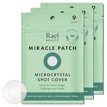 Rael Miracle Microcrystal Spot Cover Hydrocolloid Pimple Patches 27 Ct | Protective Patch for Face with Tea Tree Oil, Early Stage Zits and Blemishes, Korean Skin Care, Pore Care