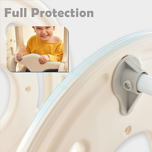 Miniatura 8 de Merax Tobogán 5 en 1 para niños con columpio juego de columpios para bebés de interior con aro de baloncesto casa de juegos para escalador y autobús