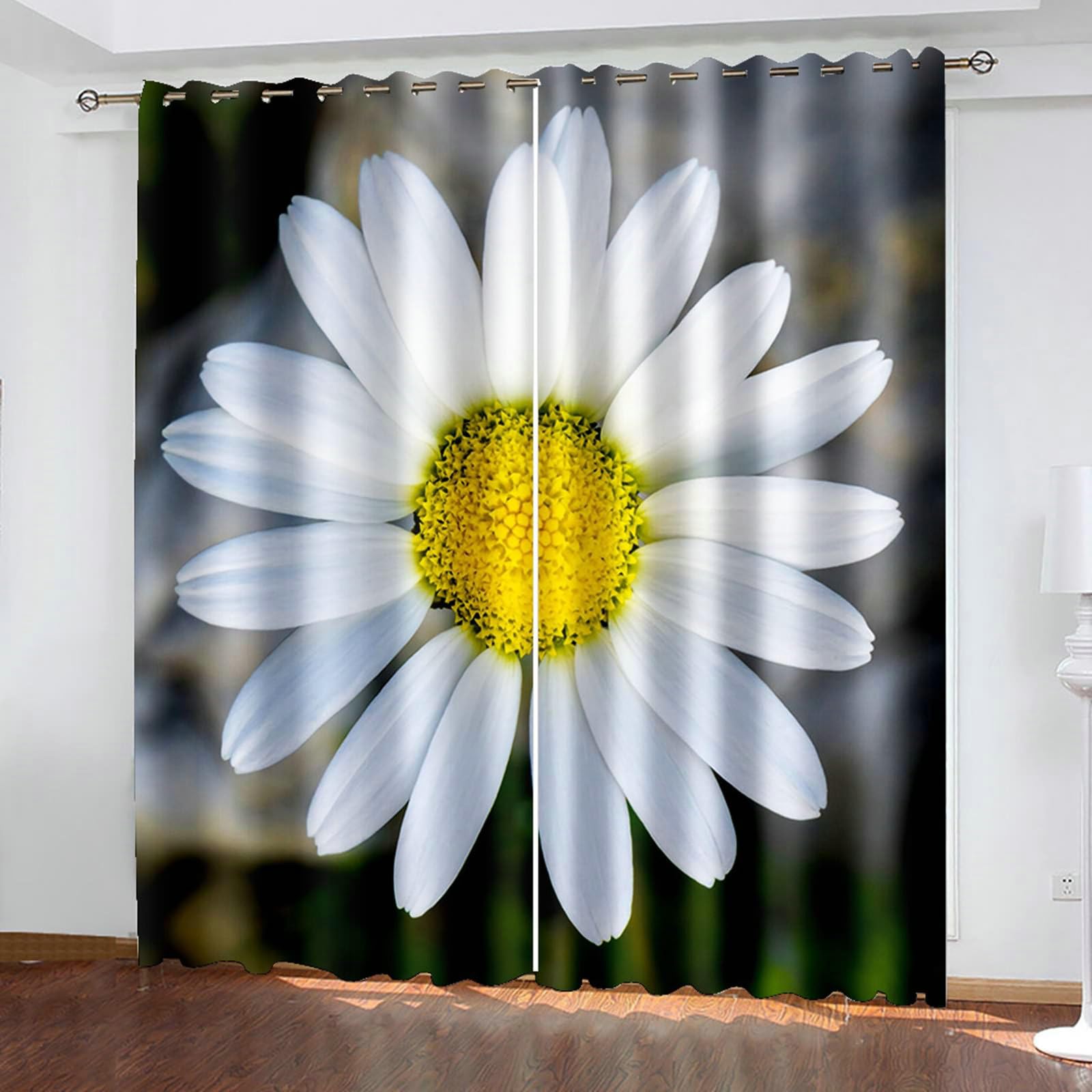 Zasłona okienna, 2 zestawy paneli o długości 274 cm, zasłony zaciemniające, 52 szer. x 108 cm dł., stokrotka, izolacja termiczna, zasłony okienne do sypialni